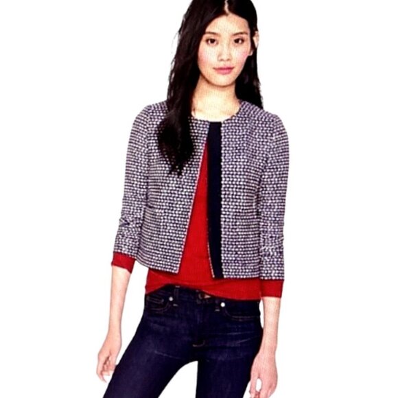 J. Crew Style 96539 Navy Tweed Jacket Sz 2 #164F - Picture 1 of 11